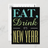 食べ飲め新年の招待状 ポストカード (正面/裏面)