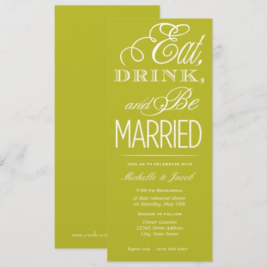 食べ飲め結婚した 招待状 (正面/裏面)