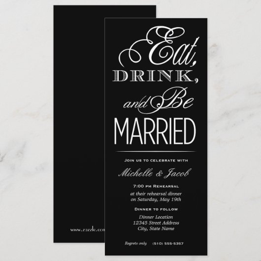 食べ飲め結婚した 招待状 (正面/裏面)