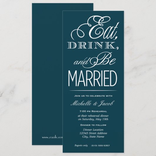 食べ飲め結婚した 招待状 (正面/裏面)