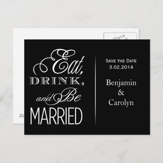 食べ飲め結婚した 案内ポストカード (正面/裏面)