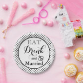 食べ飲め結婚した |水玉模様パターン|ミツバチ ペーパープレート (パーティー)