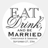 食べ飲め結婚式の引き出物結婚したパーソナライズされた ラウンドシール (正面)