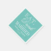 食べ飲んでターコイズのナ結婚プキンに結婚したなる スタンダードカクテルナプキン (角)