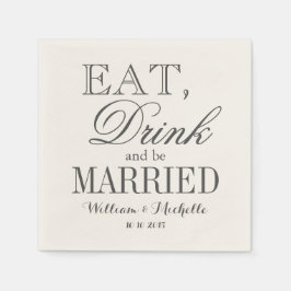 食べ飲んでベージュ色のナ結婚プキンに結婚したなる スタンダードカクテルナプキン
