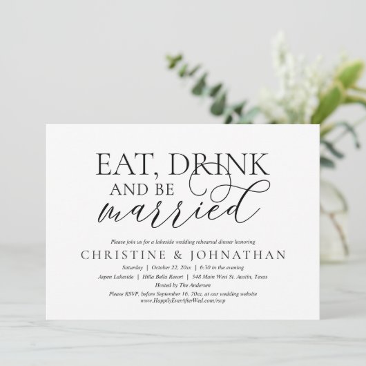 食べ飲んでリハ結婚した結婚ディナー 招待状 (スタンド正面)
