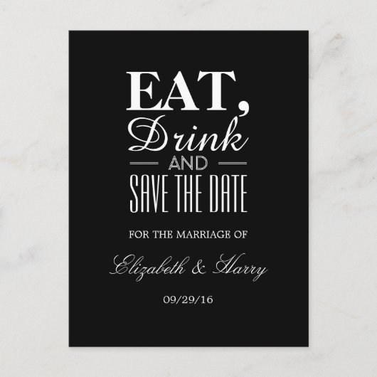 食べ飲んで保存す結婚る 案内ポストカード (正面)