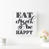 食べ飲んで幸せになる スクエア壁時計 (ホーム)