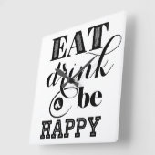 食べ飲んで幸せになる スクエア壁時計 (傾斜)