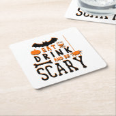 食べ飲んで怖いハロウィーン スクエアペーパーコースター (アングル)