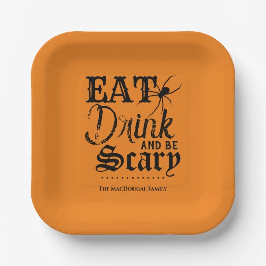 食べ飲んで怖い家族ハローウィンパーティ ペーパープレート (正面)