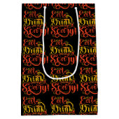 食べ飲んで怖い文字デザイン柄 ミディアムペーパーバッグ (裏面)