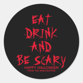 食べ飲んで怖い赤い血のハロウィンカスタムー ラウンドシール