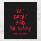 食べ飲んで怖い赤い血のハロウィンカスタムー ワインラベル (シングルラベル)