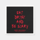 食べ飲んで怖い黒赤血ハロウィーン スタンダードカクテルナプキン (正面)