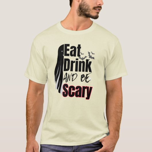 食べ飲んで怖い。 Tシャツ (正面)