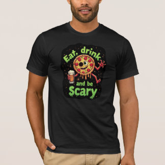食べ飲んで怖おもしろいいTシャツ Tシャツ