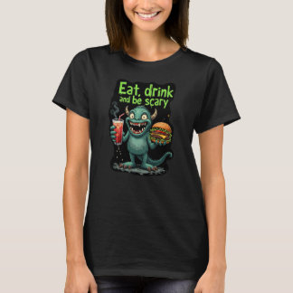 食べ飲んで怖おもしろいいTシャツ Tシャツ