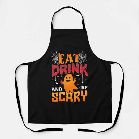食べ飲んで怖クラシックいTシャツ エプロン (正面)