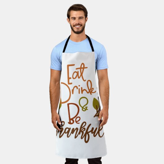 食べ飲んで感謝する エプロン (着用した状態)