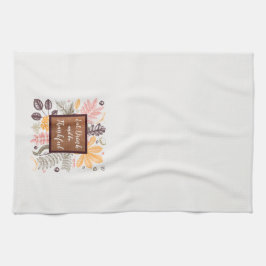 食べ飲んで感謝する キッチンタオル