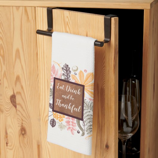 食べ飲んで感謝する キッチンタオル (三つ折り)