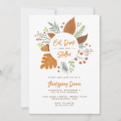 食べ飲んで秋の感謝祭詰まったディナー 招待状 (正面)