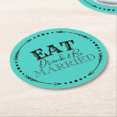 食べ飲んで結婚したいる ラウンドペーパーコースター (アングル)