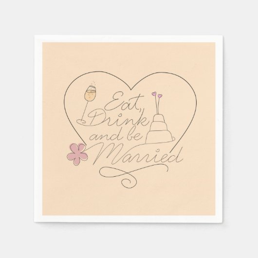 食べ飲んで食べ結婚したる スタンダードカクテルナプキン (正面)