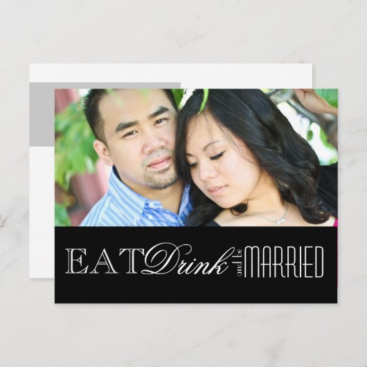 食べ飲んで食べ結婚したる | セーブザデート 案内ポストカード (正面/裏面)