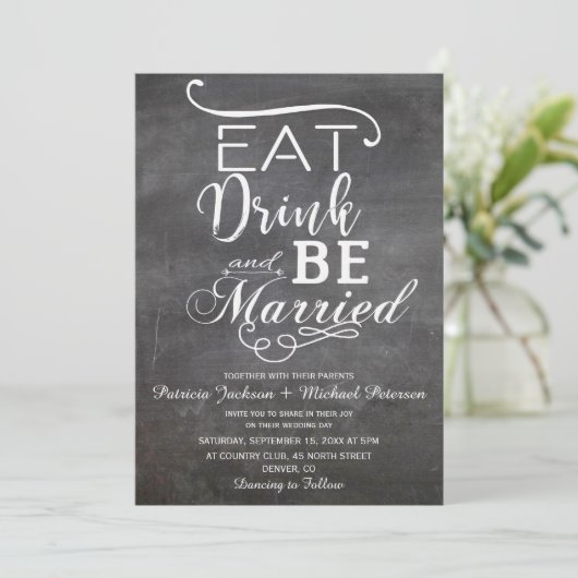 食べ飲結婚したみて、黒板の素朴な結婚舌だ 招待状 (スタンド正面)