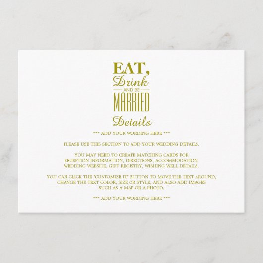 食べ飲結婚したみ飲み金ゴールドの結婚詳細 エンクロージャーカード (正面)