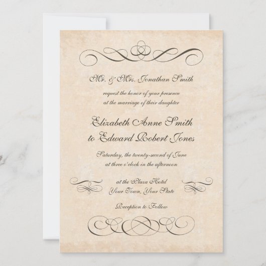 食べ飲飲み物とベ結婚したーヴィンテージスタイル結婚ズ 招待状 (裏面)