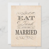 食べ飲飲み物とベ結婚したーヴィンテージスタイル結婚ズ 招待状 (正面)