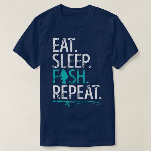 食べ魚繰り返しおもしろい魚釣り Tシャツ (デザイン正面)