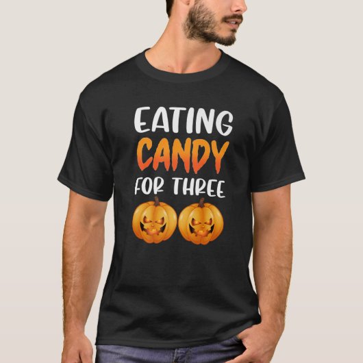 食べ3ハロウィン妊娠アナウンスメントのキャンディ Tシャツ (正面)