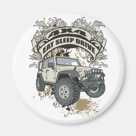 食べ、スリープ、ドライブ4x4 マグネット (正面)