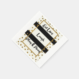 食べ 愛 笑い 遊び 祈り 黒い 黄金の 点々と紙 スタンダードカクテルナプキン