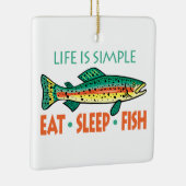 食べ,眠り,魚-おもしろい魚釣り セラミックオーナメント (右)