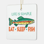 食べ,眠り,魚-おもしろい魚釣り セラミックオーナメント (左)