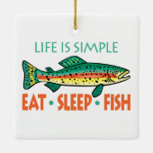 食べ,眠り,魚-おもしろい魚釣り セラミックオーナメント (裏面)