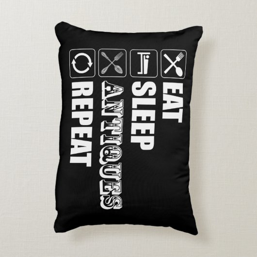 食べ.眠れ。アンティーク。繰り アクセントクッション (裏面(縦))