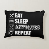 食べ.眠れ。アンティーク。繰り アクセントクッション (裏面)