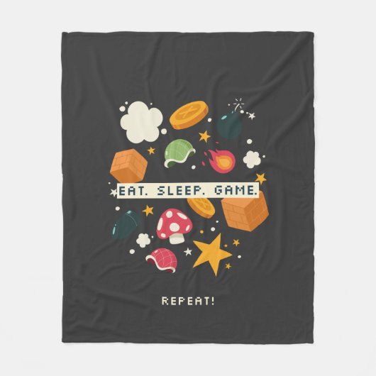 食べ.眠れ。ゲーム。繰り返す。 フリースブランケット (正面)