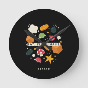 食べ.眠れ。ゲーム。繰り返す。 ラウンド壁時計