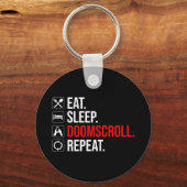 食べ.眠れ。ドームスクロール。繰り キーホルダー (正面)