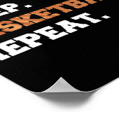 食べ.眠れ。バスケットボール。繰り返し。 tおもしろい引用文フープ ポスター (角)