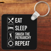 食べ.眠れ。家父長制を破る。繰り キーホルダー (裏面)