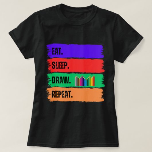食べ.眠れ。描画同じ。 Tシャツ (デザイン正面)