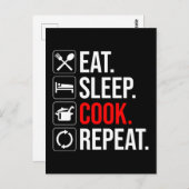 食べ.眠れ。調理師。繰り ポストカード (正面/裏面)